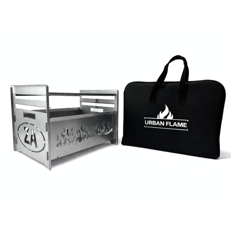 Urban Flame stainless-steel Travel Braai with black carrying bag